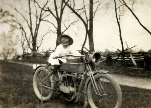 Happy kid on a Harley twin